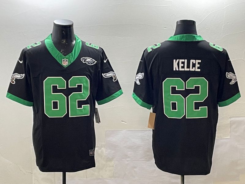 Men Philadelphia Eagles #62 Kelce Black three generations 2025 Nike Vapor Limited NFL Jersey style 4->philadelphia eagles->NFL Jersey